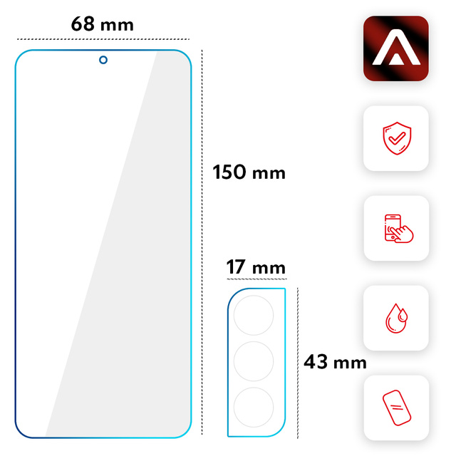3x 9H gehärtetes Glas für den Bildschirm, 2x Glas für das Objektiv der Alogy Glass Pack Kamera für das Galaxy S21 FE