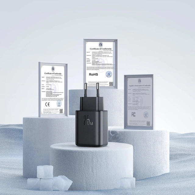 Joyroom USB-C 25W SFC / PPS / PD Netzwerkladegerät - Schwarzes USB-C / USB-C-Kabel 1 m