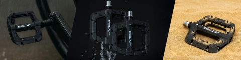 Platform bicycle pedals for MTB bicycles, aluminum 9/16" Black aluminum set [2 pcs.]