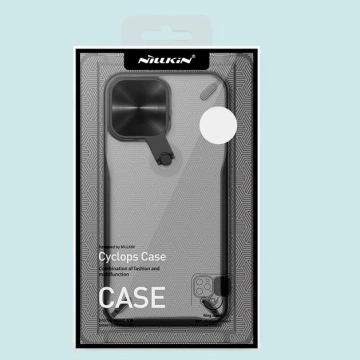 Nillkin Cyclops Case Odolné pouzdro s krytem fotoaparátu a skládacím stojánkem pro iPhone 13 černý