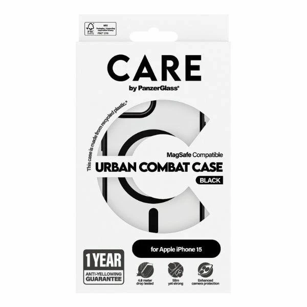 Puzdro CARE by PanzerGlass Urban Combat pre iPhone 15 6,1" s magnetickým krytom, čierne