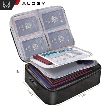 Walizka torba podróżna etui organizer na dokumenty Alogy Bag for Documents with Number Lock - 37x26x11cm Czarna