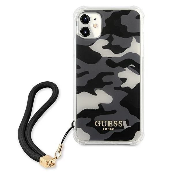 Guess GUHCN61KSARBK iPhone 11 6,1" černý/černý pevný obal Camo Collection