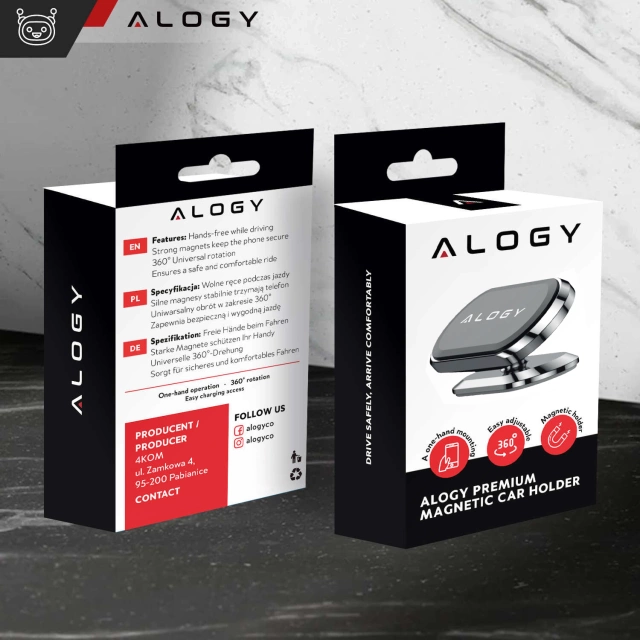 Alogy magnetický držák do auta do auta, univerzální na telefon, na kokpit, na palubní desku, černý