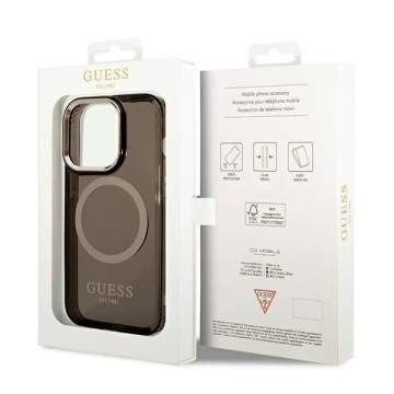 Etui Guess GUHMP14LHTCMK pro Apple iPhone 14 Pro 6,1" černé/černé pevné pouzdro Gold Outline Translucent MagSafe
