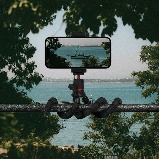 Flexibilní mini stativ pro fotografie, flexibilní stativ pro fotoaparát, telefon, 1/4" Stativ Chobotnice, černý držák telefonu