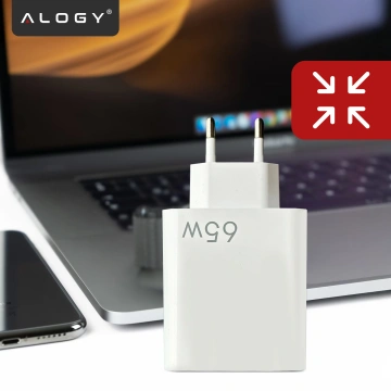 Rýchle rýchle nabíjanie USB-A QC 3.0 USB-C PD 33W 65W nástenná nabíjačka Alogy White