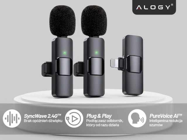 2x Alogy Lightning Wireless Lavalier Microphone for Apple iPhone iPad Small Microphones Two-Microphone Set