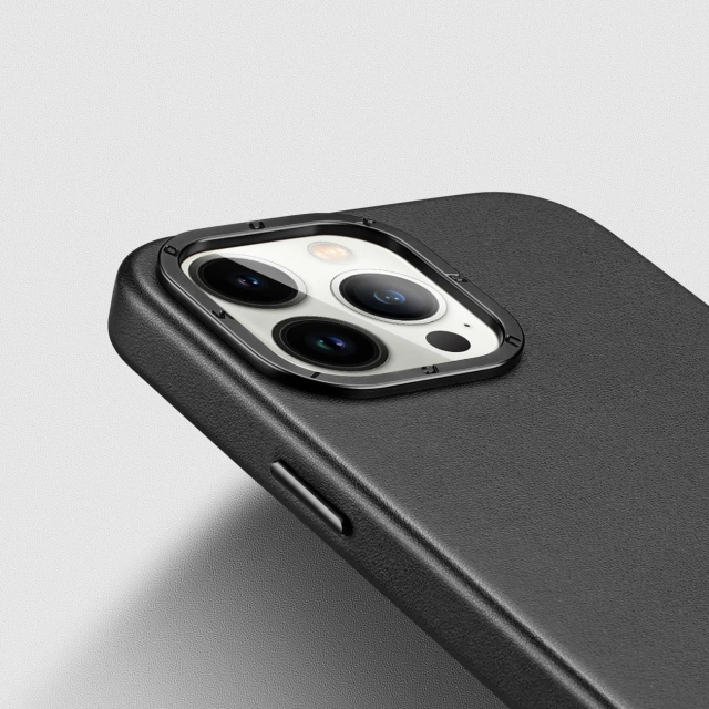 Kožený kryt Dux Ducis Grit pre iPhone 14 Pro Max Sleek z umelej kože (kompatibilný s MagSafe) čierny