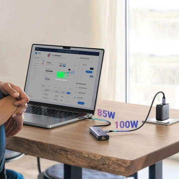 HUB 6v1 Ugreen CM512 USB-C HDMI RJ45 3xUSB-A PD 100W sivý