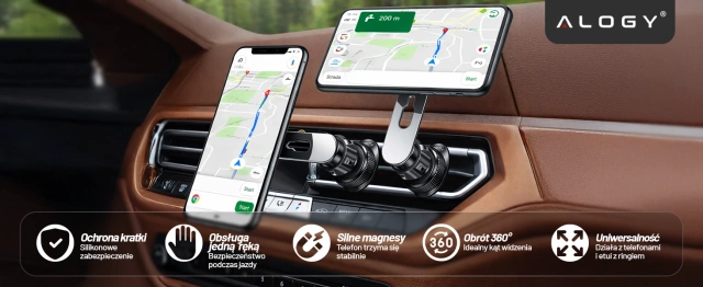 MagSafe Autohalterung für iPhone 14 13 12 für den Kühlergrill Alogy Airvent Autohalterung Schwarz