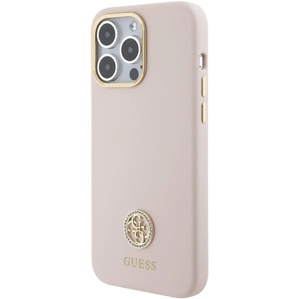 Guess GUHCP15XM4DGPP pouzdro pro iPhone 15 Pro Max 6,7" růžové/růžové pevné pouzdro Silikonové Logo Strass 4G