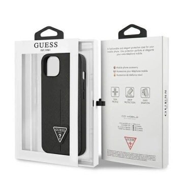 Etui Guess GUHCP14MPSATLK do Apple iPhone 14 Plus 6,7" čierne/čierne pevné puzdro SaffianoTriangle Logo