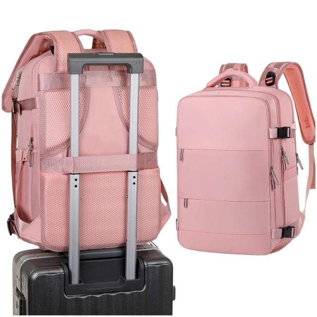 Women's Laptop Backpack Travel Suitcase Luggage for Plane Work School 45x30x20cm Alogy Pink