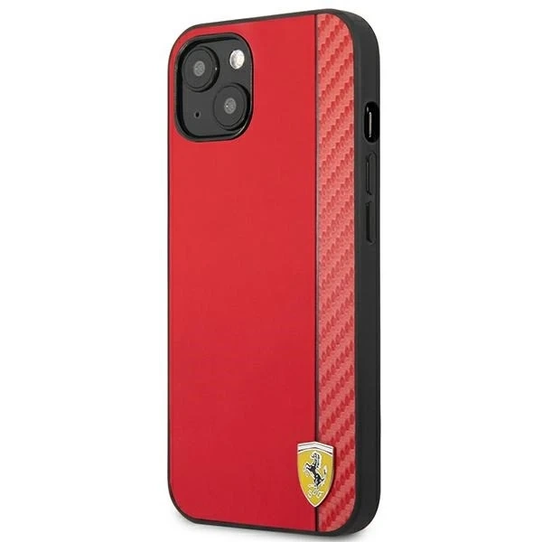 Ferrari iPhone 13 mini 5.4" Hülle rot/rot Hardcase On Track Carbon Stripe