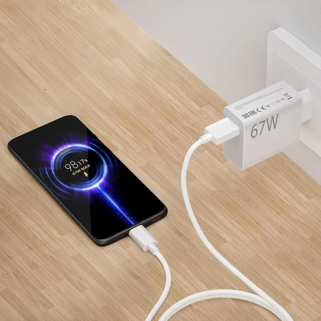 Xiaomi Original MDY-14-EW 67W Wandladegerät Schnellladung QC 3.0 USB-USB-C 6A Kabel Weiß