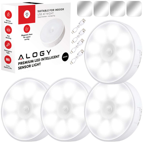 4x Lamp LED motion sensor dusk night lamp Alogy Sensor Light Wireless furniture lighting White light 6000k