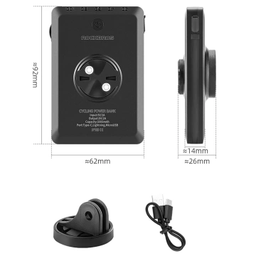 Lampka Rockbros JP008 150 lm + powerbank 5000 mAh IPX6 pod licznik – czarna