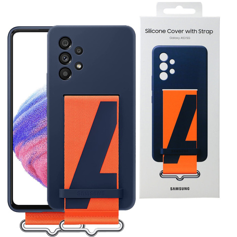 Originální pouzdro Samsung Silicone Cover Strap pro Samsung Galaxy A53 5G Navy Blue