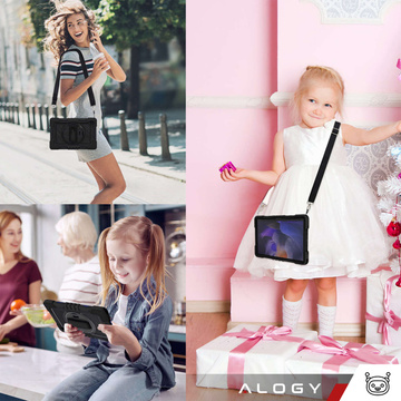 Pouzdro pro Samsung Galaxy Tab A9 Plus 2023 11" X210/X215/X216 pancéřový kryt s páskem Alogy Case černý