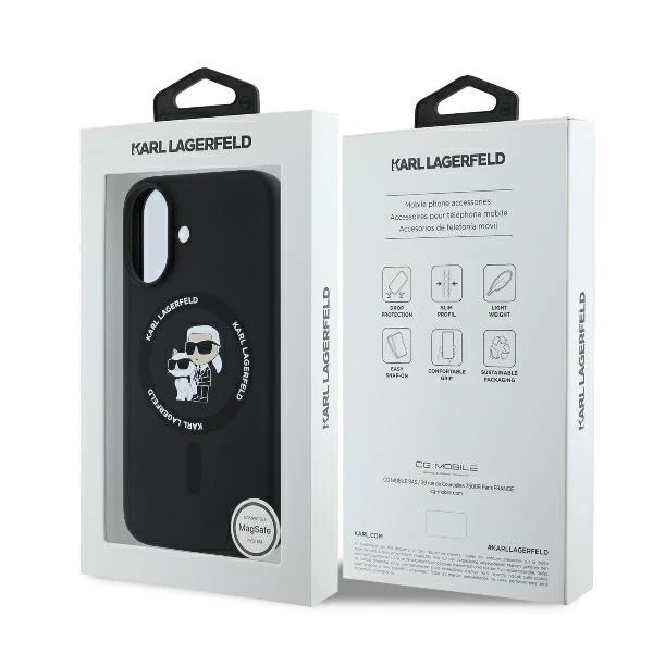 Чохол Karl Lagerfeld для iPhone 16 Plus 6.7" Black MagSafe Hardcase Silicone Karl