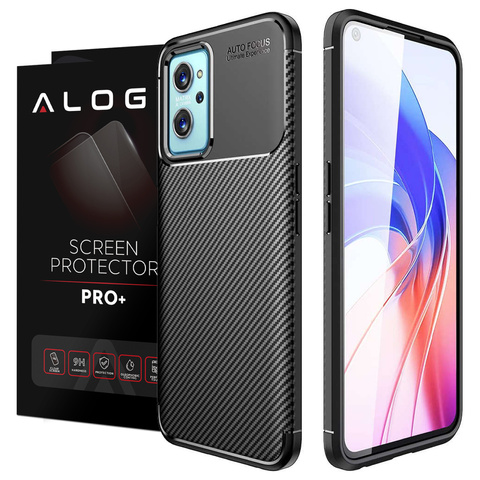 Чохол для Realme 9i Alogy Rugged Armor. Чохол TPU Carbon Black Glass