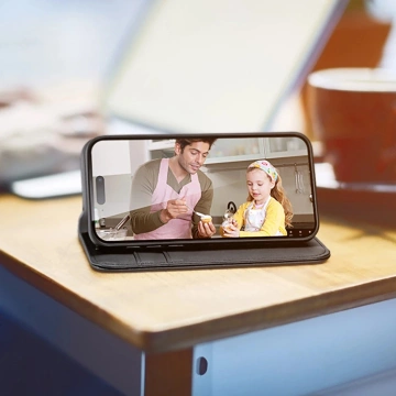 Kožené puzdro Dux Ducis Hivo s RFID pre iPhone 16 Pro, čierne