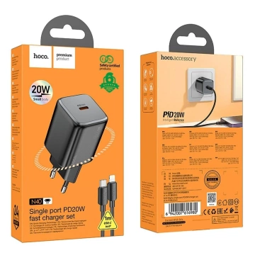 HOCO Typ-C-Wandladekabel Typ C auf Lightning QC PD 20W Schwarz