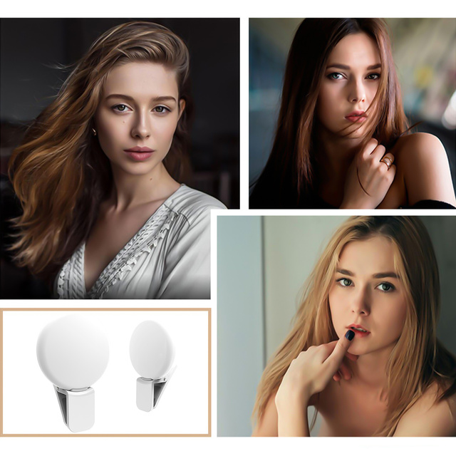 Alogy Mini Selfie Ring LED Light Clip for phone recording with a clip White