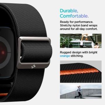 ЧОХОЛ З РЕМІНЦЕМ ДЛЯ APPLE WATCH 10 (42 ММ) ЧОРНИЙ SPIGEN LITE FIT PRO