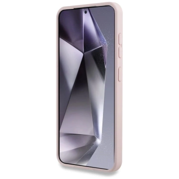 Silikonový kryt Karl Lagerfeld pro Samsung Galaxy S25 Plus růžový s dvojitými hlavicemi a kruhovým MagSafe