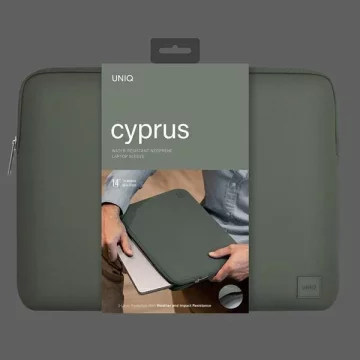 Torba na laptopa UNIQ Cyprus Sleeve 14" zielony/pewter green Water-resistant Neoprene