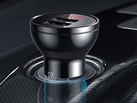 Autonabíječka Baseus 2x USB LED 4,8A 24W Šedá