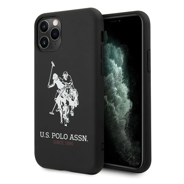 Puzdro na telefón US Polo USHCN65SLHRBK pre Apple iPhone 11 Pro Max black/black Silicone Collection