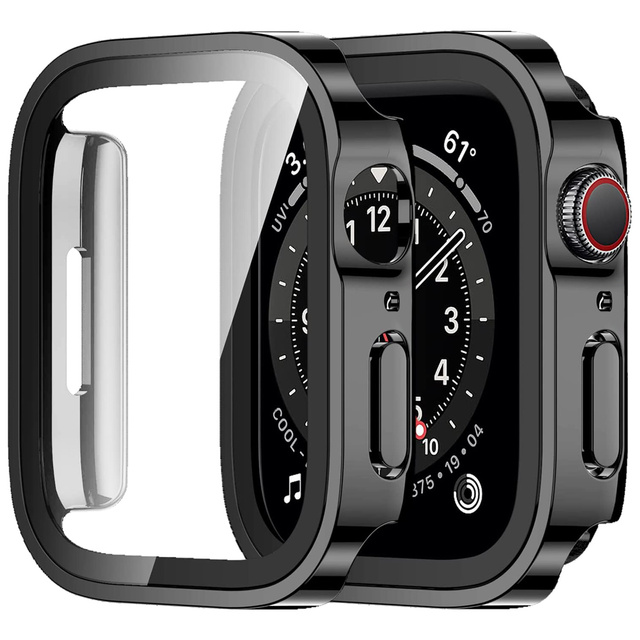Alogy 2in1 case with glass overlay for Apple Watch 7 45mm Black