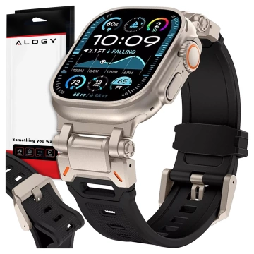 Alogy Luxusný kovový remienok na náramok TPU pre Apple Watch 42/44/45/49 mm čierny