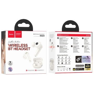 Bezdrôtové Bluetooth slúchadlá HOCO TWS EQ23 s nabíjacím puzdrom, biele
