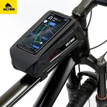 Wildman M90 Bike Bag Frame Pannier with Phone Window Black