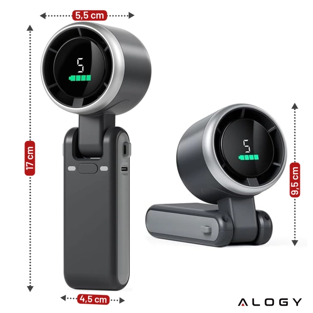 Schreibtischventilator, Standventilator, kleiner Umwälzventilator mit Clip, kabelloser Handventilator, 500 mAh, USB-C, Alogy White