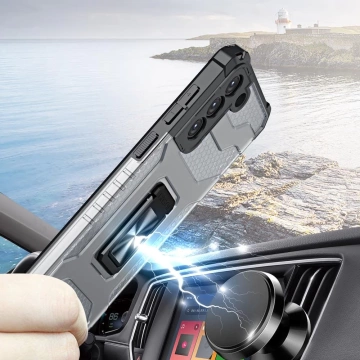 Crystal Ring Case pevný hybridní kryt magnetický kryt pro Samsung Galaxy S22 (S22 Plus) zelený