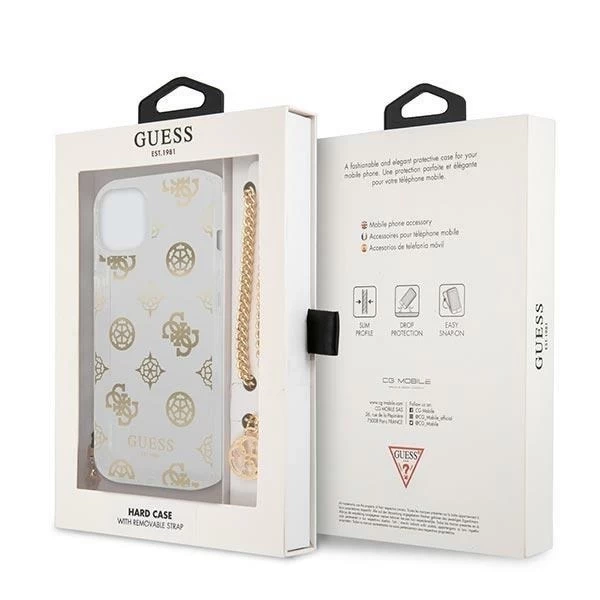 Guess GUHCP13SKSPEGO iPhone 13 mini 5,4" złoty/gold Hardcase Peony Chain Collection