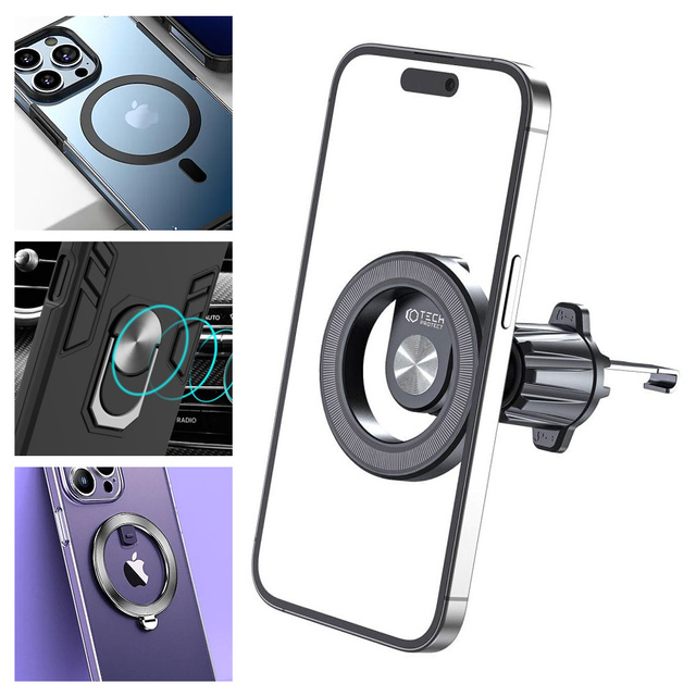 Uchwyt samochodowy Magnetic MagSafe Vent Car Mount uchwyt do auta do telefonu do kratki wentylacyjnej do MagSafe Czarny