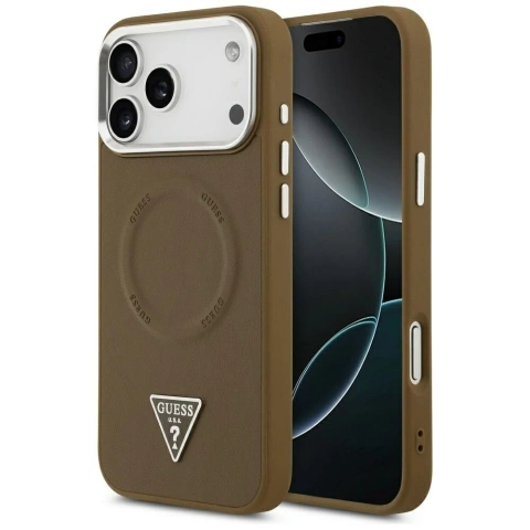 Etui Guess MagSafe do iPhone 17 Pro Triangle Logo Brown