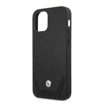 Pouzdro na telefon BMW BMHCP12LRSWPK pro Apple iPhone 12 Pro Max 6,7" černé/černé pevné pouzdro z kůže perforované