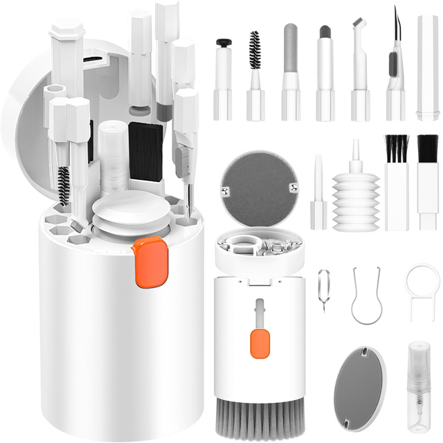 20in1 cleaning set for cleaning the phone keyboard, headphones, multifunctional cleaner, brush, Alogy Set, white