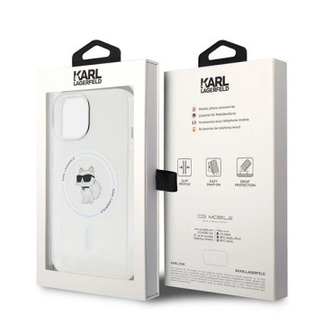 Etui Karl Lagerfeld KLHMP15SHFCCNOT na iPhone 15 6,1" priehľadné pevné puzdro IML Choupette MagSafe
