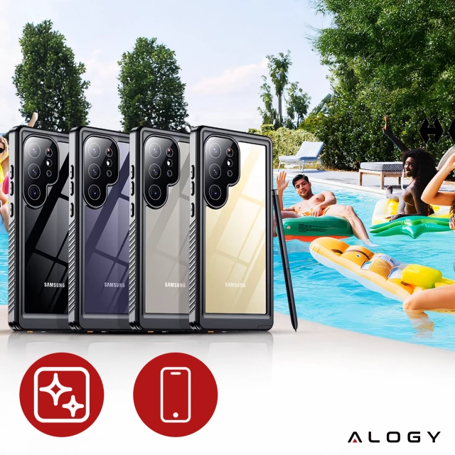 Hülle für Samsung Galaxy S24 Ultra Armored Waterproof IP68 360 Armor Case für Mag Safe Alogy schwarz