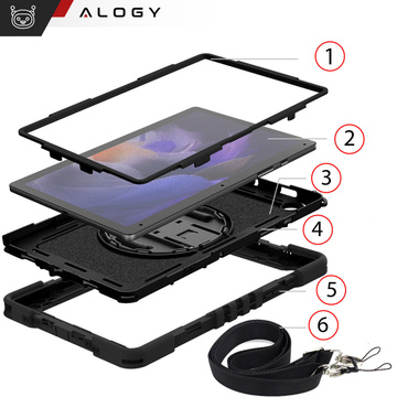 Pouzdro pro Samsung Galaxy Tab A9 Plus 2023 11" X210/X215/X216 pancéřový kryt s páskem Alogy Case černý