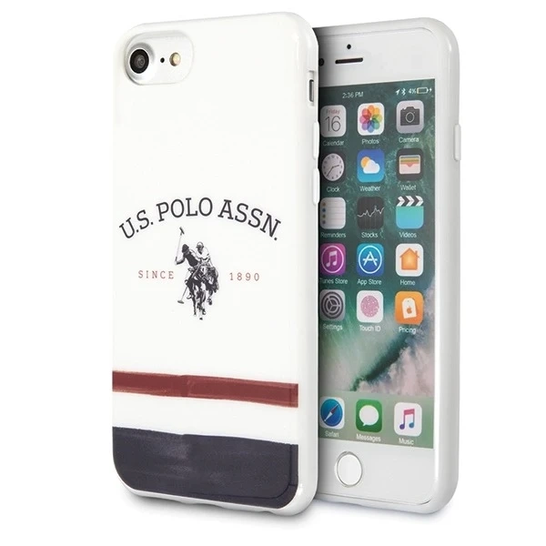 US Polo Tricolor Pattern Collection Handyhülle iPhone 7/8/SE 2020 / SE 2022 weiß/weiß