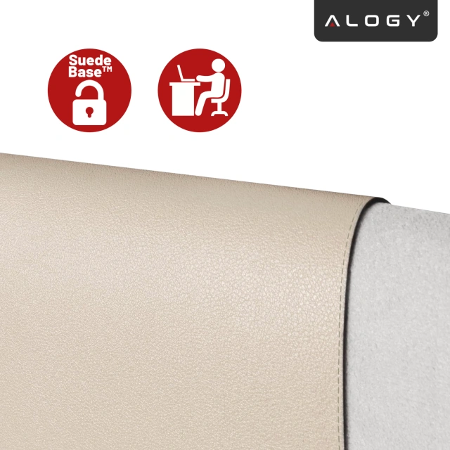 Podkładka na biurko 80×40 cm – antypoślizgowa mata ochronna z eleganckiej ekoskóry PU, pod mysz i klawiaturę, stylowa i trwała – Alogy WorkMat™ Beżowa
